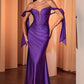 Off The Shoulder Leg Slit Gown by Cinderella Divine KV1120 - Special Occasion/Curves