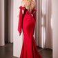 Off The Shoulder Leg Slit Gown by Cinderella Divine KV1120 - Special Occasion/Curves