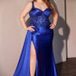 Embellished Sweetheart Neckline Leg Slit Gown By Ladivine KV1125C - Women Evening Formal Gown - Curves