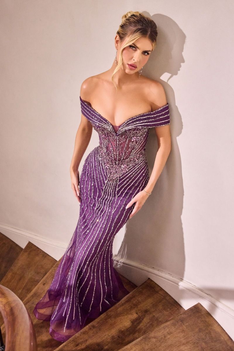 Crystal Fit & Flare Mermaid Gown By Ladivine KV1130 - Women Evening Formal Gown - Special Occasion