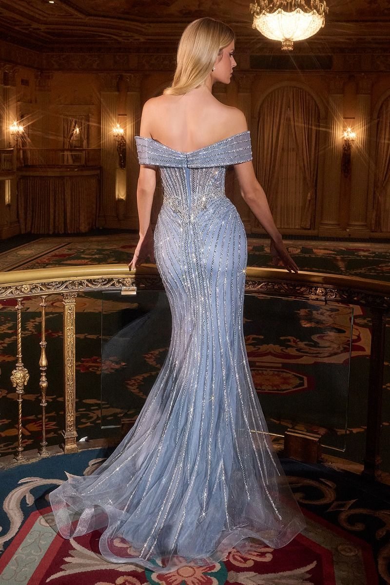 Crystal Fit & Flare Mermaid Gown By Ladivine KV1130 - Women Evening Formal Gown - Special Occasion