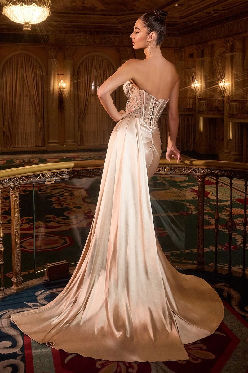 Strapless Sweetheart Neckline Gown By Ladivine KV1131 - Women Evening Formal Gown - Special Occasion