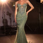 Crystal & Sequin Mermaid Gown By Ladivine KV1137 - Women Evening Formal Gown - Special Occasion