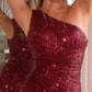 One Shoulder Sequin Gown By Ladivine CH077 - Women Evening Formal Gown - Special Occasion