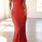 Fitted Glitter V-Neckline Mermaid Gown by Cinderella Divine KV1094 - Special Occasion