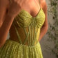 Glitter V-Neckline A-Line Gown by Cinderella Divine CD832 - Special Occasion
