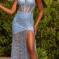 Glitter Scoop Neckline Sheath Gown by Cinderella Divine C155 - Special Occasion
