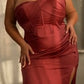 Strapless Soft Satin Leg Slit Gown by Cinderella Divine CD326C - Curves