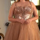 Embellished Strapless A-Line Gown by Cinderella Divine CD0217C - Curves