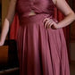 Keyhole Satin A-Line Gown by Cinderella Divine 7497C - Curves