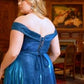 Off the Shoulder A-line Gown by Cinderella Divine CD210C - Special Occasion/Curves