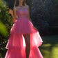 Beaded Halter Neckline High Low Formal Evening Gown by Andrea & Leo Couture - A1239 - Special Occasion