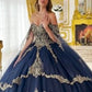 Layered Gold Off The Shoulder Quinceanera Ball Gown By Ladivine 15711