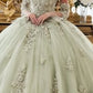 Floral Strapless Sweetheart Neckline Quinceanera Ball Gown By Ladivine 15714