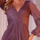 Long Sleeve V-Neckline Sheath Gown by Cinderella Divine CK2141 - Special Occasion/Curves