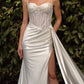 Satin Sweetheart Neckline Leg Slit Bridal Dress by Ladivine CD868W