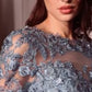 Long Sleeve Layered Tulle A-Line Gown by Cinderella Divine MA108 - Special Occasion/Curves