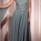Chiffon Scoop Neckline A-Line Gown By Ladivine CDS509 - Women Evening Formal Gown - Special Occasion
