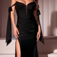 Off The Shoulder Leg Slit Gown by Cinderella Divine KV1120 - Special Occasion/Curves