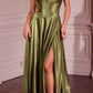 Strapless Satin A-Line Gown By Ladivine CD378 - Women Evening Formal Gown - Special Occasion/Curves