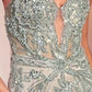 Pearl Embellished Plunging Neckline Gown By Ladivine CC0240 - Women Evening Formal Gown - Special Occasion