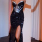 Strapless Sweetheart Neckline Leg Slit Gown by Cinderella Divine CM367 - Special Occasion