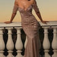 Beaded Off The Shoulder Mermaid Gown By Ladivine CC477 - Women Evening Formal Gown - Special Occasion