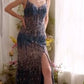 Sequin V-Neckline Leg Slit Gown by Andrea and Leo A1374 - Special Occasion/curves