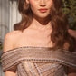 Off The Shoulder Beaded Mermaid Gown by Andrea and Leo A1353 - Special Occasion