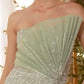 Pearl Beaded Tulle Leg Slit Gown by Andrea and Leo A1436 - Special Occasion/Curves
