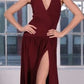 Halter Neckline Leg Slit Gown By Astee T502 - Women Evening Formal Gown - Special Occasion
