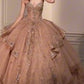 Draped Beaded Shoulder Sweetheart Neckline Quinceanera Dress By Ladivine 15727