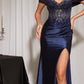 Off The Shoulder High Leg Slit Gown By Ladivine CC494 - Women Evening Formal Gown - Special Occasion