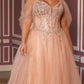 Off Shoulder Sweetheart Neckline Gown By Ladivine CD721C - Women Evening Formal Gown - Curves