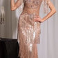 Off Shoulder Fringe Sleeves Gown By Ladivine CDS563 - Women Evening Formal Gown - Special Occasion