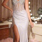 Stretch Satin Side Illusion Panel Gown By Ladivine CC0504 - Women Evening Formal Gown - Special Occasion
