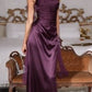 Smooth Satin Draped Neckline Gown By Amoris T729 - Women Evening Formal Gown - Special Occasion