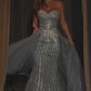 Strapless Crystal Layered Tulle Gown By Ladivine CB158 - Women Evening Formal Gown - Special Occasion