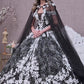 Off Shoulder Floral Pattern Glitter Quinceanera Dress w/ Long Mesh Cape by Elizabeth K - GL3168