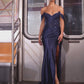 Off The Shoulder Leg Slit Gown By Ladivine CC456 - Women Evening Formal Gown - Special Occasion