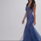 Jovani 37416 Glitter V-Neckline Mermaid Tulle Dress - Special Occasion/Curves