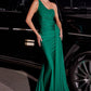 Satin One Shoulder Mermaid Gown by Cinderella Divine PT004 - Special Occasion
