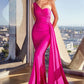 Satin One Shoulder Mermaid Gown by Cinderella Divine PT004 - Special Occasion