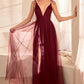 Tulle V-Neckline A-Line Gown By Amoris SE005P - Women Evening Formal Gown - Special Occasion