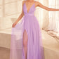 Tulle V-Neckline A-Line Gown By Amoris SE005P - Women Evening Formal Gown - Special Occasion