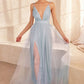 Tulle V-Neckline A-Line Gown By Amoris SE005P - Women Evening Formal Gown - Special Occasion