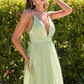 Tulle V-Neckline A-Line Gown By Amoris SE005P - Women Evening Formal Gown - Special Occasion