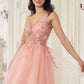 Lace Bodice A-Line Layered Tulle Short Dress by Cinderella Divine SF047 - Special Occasion