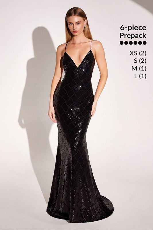 Sequins V-Neckline Sheath Gown By Amoris T1001P - Women Evening Formal Gown - Special Occasion