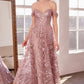 Glitter Off Shoulder A-Line Gown By Amoris T607 - Women Evening Formal Gown - Special Occasion